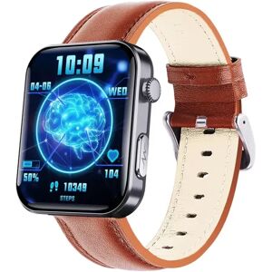 INF Montre connectée : mesure la fréquence cardiaque, la pression artérielle, l'oxygène dans le sang et le nombre de pas Bracelet en cuir noir et marr - Publicité INF Montre connectée : mesure la fréquence cardiaque, la pression artérielle, l'oxygène dans le sang et le nombre de pas Bracelet en cuir noir et marr - Publicité