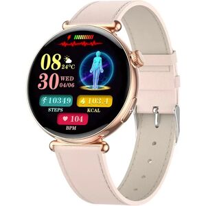INF Montre Connectée Or Rose avec Bracelet en Cuir Rose - Suivi Avancé de la Santé - Publicité INF Montre Connectée Or Rose avec Bracelet en Cuir Rose - Suivi Avancé de la Santé - Publicité