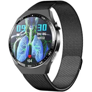 INF Montre connectée avec ECG, analyse de la composition corporelle, analyse de la composition sanguine (acide urique, lipides Bracelet milanais noir - Publicité INF Montre connectée avec ECG, analyse de la composition corporelle, analyse de la composition sanguine (acide urique, lipides Bracelet milanais noir - Publicité