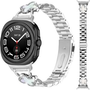 INF Bracelet de montre trèfle en acier inoxydable compatible avec Samsung Galaxy Watch7 47mm - Argent