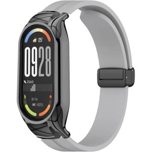 INF Bracelet de remplacement en silicone avec boîtier métallique compatible avec Xiaomi Mi Band 8, fermoir magnétique, Gris