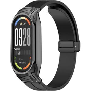 INF Bracelet de remplacement en silicone avec boîtier métallique compatible avec Xiaomi Mi Band 8, fermoir magnétique, Le noir