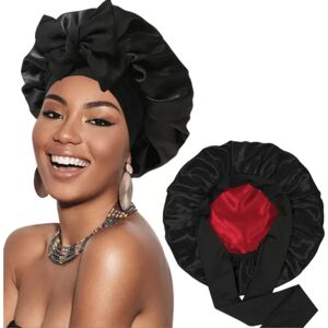 INF Bonnet de nuit à large bord avec nœud en ruban de satin à double couche Le noir - Publicité INF Bonnet de nuit à large bord avec nœud en ruban de satin à double couche Le noir - Publicité