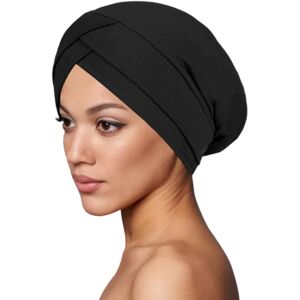 INF Bonnet bandeau croisé pour femme, turban doux Le noir - Publicité INF Bonnet bandeau croisé pour femme, turban doux Le noir - Publicité