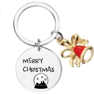 INF Porte-clés de Noël compatible with Stainless Steel Argenté - Charm Festif avec Clochette C - Publicité INF Porte-clés de Noël compatible with Stainless Steel Argenté - Charm Festif avec Clochette C - Publicité