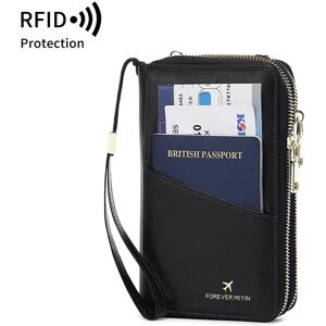 INF Portefeuille de voyage anti-RFID, porte-passeport en cuir noir avec dragonne - Publicité INF Portefeuille de voyage anti-RFID, porte-passeport en cuir noir avec dragonne - Publicité