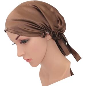 INF Bonnet de nuit en soie pour les soins capillaires - Respirant et confortable café - Publicité INF Bonnet de nuit en soie pour les soins capillaires - Respirant et confortable café - Publicité