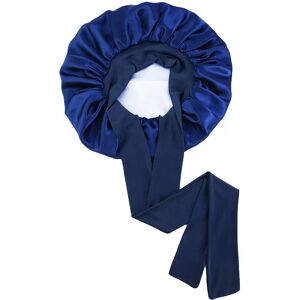 INF Bonnet de Nuit Double Épaisseur en Satin Élastique avec Ruban - Bleu Marine - Publicité INF Bonnet de Nuit Double Épaisseur en Satin Élastique avec Ruban - Bleu Marine - Publicité