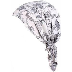 INF Bonnet Turban Élastique en Coton Imprimé - Chapeau de Chimiothérapie - Foulard de Tête Blanc - Publicité INF Bonnet Turban Élastique en Coton Imprimé - Chapeau de Chimiothérapie - Foulard de Tête Blanc - Publicité
