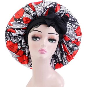INF Bonnet de nuit en satin imprimé avec bandeau élastique réglable - Confort et protection pour vos cheveux rouge+noir - Publicité INF Bonnet de nuit en satin imprimé avec bandeau élastique réglable - Confort et protection pour vos cheveux rouge+noir - Publicité