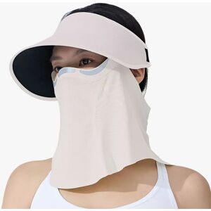INF Chapeau de soleil avec masque magnétique en soie glacée - Protection UV respirante Blanc + rose - Publicité INF Chapeau de soleil avec masque magnétique en soie glacée - Protection UV respirante Blanc + rose - Publicité