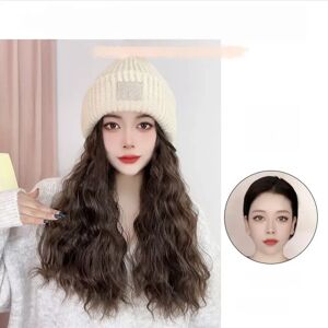 INF Élégant bonnet tricoté avec perruque - Ensemble chapeau et cheveux à motif ondulé pour automne/hiver Beige - Publicité INF Élégant bonnet tricoté avec perruque - Ensemble chapeau et cheveux à motif ondulé pour automne/hiver Beige - Publicité