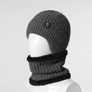 INF Ensemble Bonnet et Écharpe d'Hiver pour Hommes - Chaleur et Protection pour Personnes Âgées Gris - Publicité INF Ensemble Bonnet et Écharpe d'Hiver pour Hommes - Chaleur et Protection pour Personnes Âgées Gris - Publicité