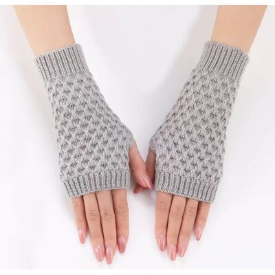 INF Gants Courts en Tricot Motif Ananas Gris - Publicité INF Gants Courts en Tricot Motif Ananas Gris - Publicité