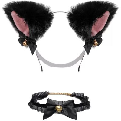 INF Serre-tête Lolita en dentelle avec collier ras du cou à nœud Le noir - Publicité INF Serre-tête Lolita en dentelle avec collier ras du cou à nœud Le noir - Publicité
