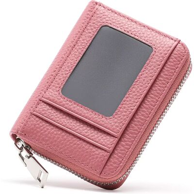 INF Porte-cartes en cuir bloquant RFID avec design en accordéon Rose - Publicité INF Porte-cartes en cuir bloquant RFID avec design en accordéon Rose - Publicité