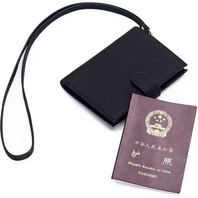 INF Porte-passeport en cuir avec tour de cou, porte-cartes, pochette de voyage avec blocage RFID Le noir - Publicité INF Porte-passeport en cuir avec tour de cou, porte-cartes, pochette de voyage avec blocage RFID Le noir - Publicité