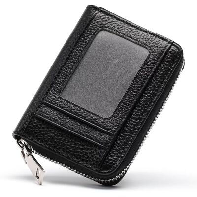 INF Porte-cartes en cuir bloquant RFID avec design en accordéon Le noir - Publicité INF Porte-cartes en cuir bloquant RFID avec design en accordéon Le noir - Publicité