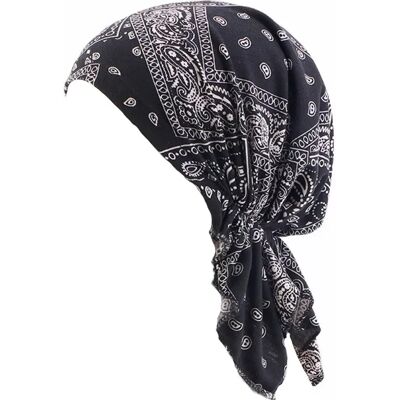 INF Bonnet Turban Élastique en Coton Imprimé - Chapeau de Chimiothérapie - Foulard de Tête Le noir - Publicité INF Bonnet Turban Élastique en Coton Imprimé - Chapeau de Chimiothérapie - Foulard de Tête Le noir - Publicité