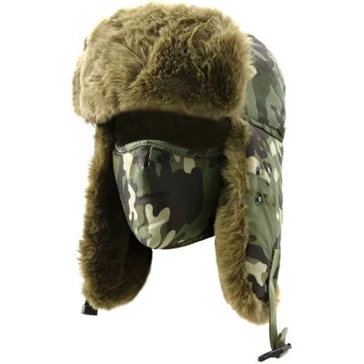 INF Chapka d'hiver doublée en polaire avec cache-oreilles pour temps froid Vert - Publicité INF Chapka d'hiver doublée en polaire avec cache-oreilles pour temps froid Vert - Publicité