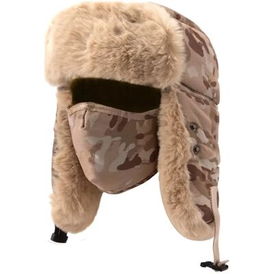 INF Chapka d'hiver doublée en polaire avec cache-oreilles pour temps froid Kaki - Publicité INF Chapka d'hiver doublée en polaire avec cache-oreilles pour temps froid Kaki - Publicité