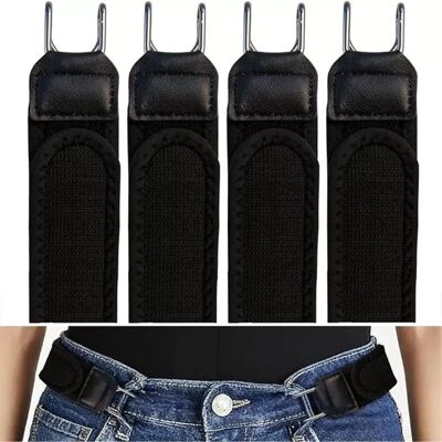 INF Boucle de taille Velcro Pack de 4 - Ceinture élastique réglable à crochet métallique en polyester et alliage de zinc, Le noir - Publicité INF Boucle de taille Velcro Pack de 4 - Ceinture élastique réglable à crochet métallique en polyester et alliage de zinc, Le noir - Publicité