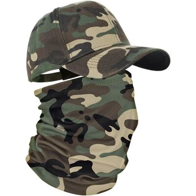 INF Ensemble deux pièces camouflage : casquette de baseball en mesh respirant + tour de cou à séchage rapide pour protection - Publicité INF Ensemble deux pièces camouflage : casquette de baseball en mesh respirant + tour de cou à séchage rapide pour protection - Publicité