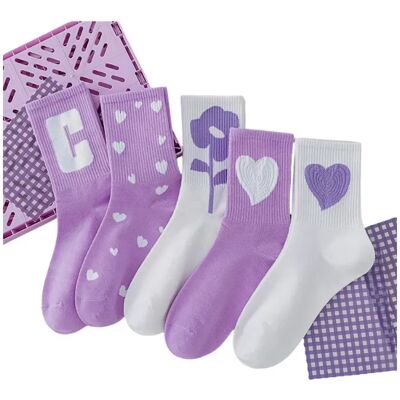 INF 5 Paires de Chaussettes de Printemps pour Femmes - Designs Confortables et Élégants - Publicité INF 5 Paires de Chaussettes de Printemps pour Femmes - Designs Confortables et Élégants - Publicité