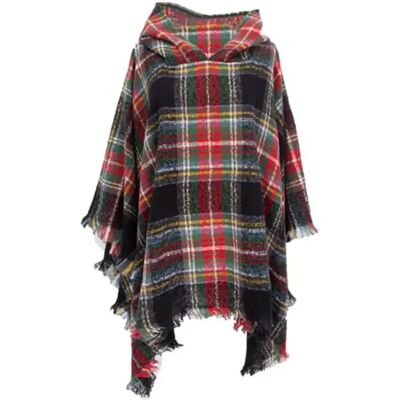 INF Élégant Poncho Cape à Capuche à Carreaux - Polyvalent et Chaud Le noir - Publicité INF Élégant Poncho Cape à Capuche à Carreaux - Polyvalent et Chaud Le noir - Publicité