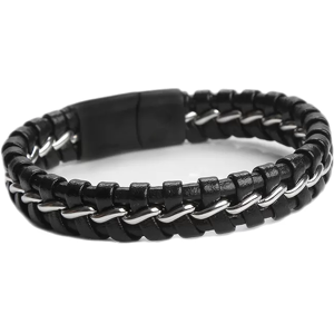 INF Bracelet manchette tressé en cuir PU pour homme M - Publicité INF Bracelet manchette tressé en cuir PU pour homme M - Publicité
