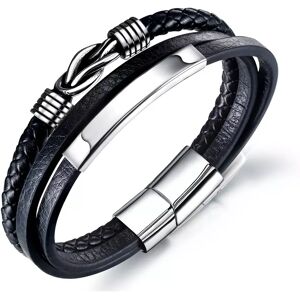 INF Bracelet en cuir tressé pour homme noir - Publicité INF Bracelet en cuir tressé pour homme noir - Publicité
