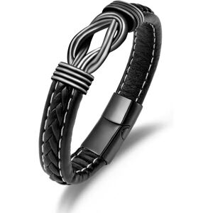 INF Bracelet en cuir tressé noir avec fermoir magnétique - Publicité INF Bracelet en cuir tressé noir avec fermoir magnétique - Publicité