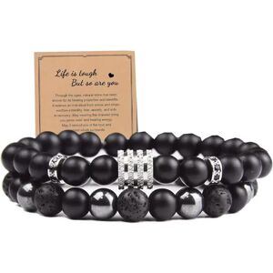 INF Ensemble de Bracelets en Pierre Volcanique et Hématite Noire Mate - Bijoux Élastiques à Perles - Publicité INF Ensemble de Bracelets en Pierre Volcanique et Hématite Noire Mate - Bijoux Élastiques à Perles - Publicité