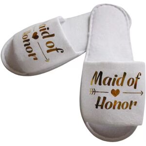 INF Pantoufles de fête de pyjama de mariage à bout ouvert à paillettes 'Maid of Honor' - Publicité INF Pantoufles de fête de pyjama de mariage à bout ouvert à paillettes 'Maid of Honor' - Publicité