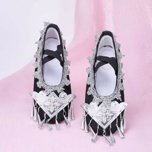INF Chaussures de danse de style ethnique à talon moyen - Confort en toile 35 - Publicité INF Chaussures de danse de style ethnique à talon moyen - Confort en toile 35 - Publicité