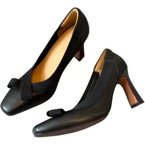 INF Chaussures à Talons Hauts Rétro 8cm - Escarpins en Cuir Souple à Bout Carré et Nœud Papillon Le noir 40 - Publicité INF Chaussures à Talons Hauts Rétro 8cm - Escarpins en Cuir Souple à Bout Carré et Nœud Papillon Le noir 40 - Publicité