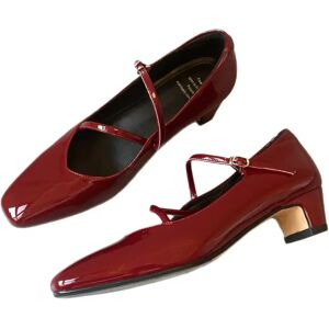 INF Élégantes chaussures Mary Jane en cuir à bout carré - Confort et Chic Rouge 40 - Publicité INF Élégantes chaussures Mary Jane en cuir à bout carré - Confort et Chic Rouge 40 - Publicité