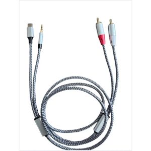 INF Câble séparateur audio Y 1,3 m compatible avec Xiaomi – Tressé fil de pêche, connecteurs en alliage, gris,