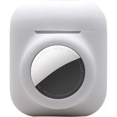 Coque en silicone INF 2 en 1 pour AirTag - Compatible avec Airpods 1/2 - Blanc - Publicité Coque en silicone INF 2 en 1 pour AirTag - Compatible avec Airpods 1/2 - Blanc - Publicité