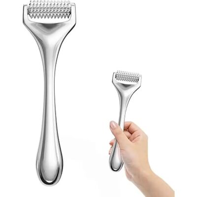 INF Metal Microneedle Roller - Silver Alloy Manual Face And Body Derma Roller For Skin Repair And Anti-Wrinkle - Publicité INF Metal Microneedle Roller - Silver Alloy Manual Face And Body Derma Roller For Skin Repair And Anti-Wrinkle - Publicité