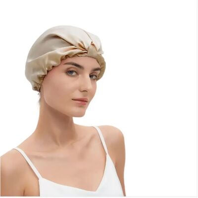 INF Bonnet de sommeil ajustable noué en tissu semblable à la soie - Bande élastique douce pour nuit confortable Abricot - Publicité INF Bonnet de sommeil ajustable noué en tissu semblable à la soie - Bande élastique douce pour nuit confortable Abricot - Publicité