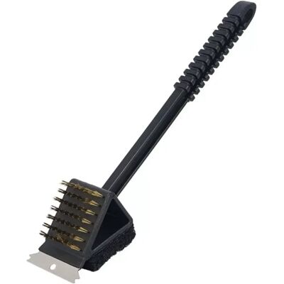 INF Brosse à barbecue - Poils en acier inoxydable avec raclette et manche ergonomique, noir - Publicité INF Brosse à barbecue - Poils en acier inoxydable avec raclette et manche ergonomique, noir - Publicité