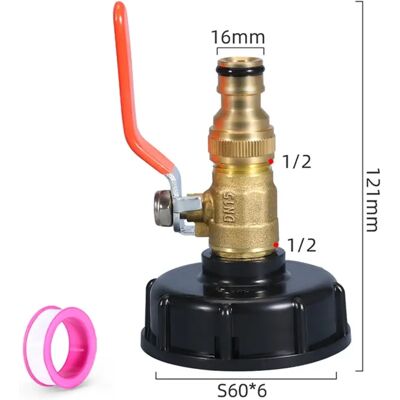 INF Kit adaptateur IBC - ABS et robinet à bille double mâle en laiton avec raccord mâle en laiton, résistant à la corrosion et - Publicité INF Kit adaptateur IBC - ABS et robinet à bille double mâle en laiton avec raccord mâle en laiton, résistant à la corrosion et - Publicité