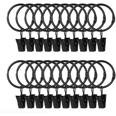 Anneaux de rideaux INF avec clips - 20 pièces Noirs - Publicité Anneaux de rideaux INF avec clips - 20 pièces Noirs - Publicité