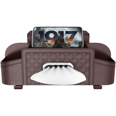 INF Boîte de rangement pour organisateur de siège arrière de voiture en cuir PU marron - Publicité INF Boîte de rangement pour organisateur de siège arrière de voiture en cuir PU marron - Publicité
