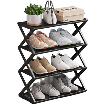INF Étagère à chaussures combinée en X, rangement métallique à 4 niveaux, idéale pour la maison et le dortoir Le noir - Publicité INF Étagère à chaussures combinée en X, rangement métallique à 4 niveaux, idéale pour la maison et le dortoir Le noir - Publicité