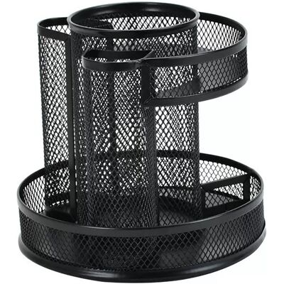 INF Porte-stylo de bureau rotatif à 360° en maille métallique à double couche - Organisateur de grande capacité Le noir - Publicité INF Porte-stylo de bureau rotatif à 360° en maille métallique à double couche - Organisateur de grande capacité Le noir - Publicité