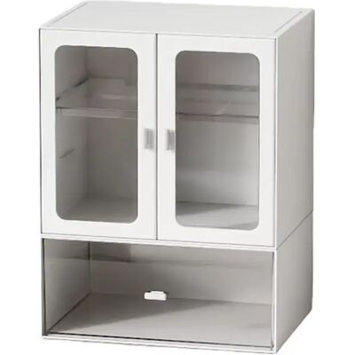 INF Organisateur de Tasses Empilable de Luxe : Boîte de Rangement à Double Porte avec Tiroir - Publicité INF Organisateur de Tasses Empilable de Luxe : Boîte de Rangement à Double Porte avec Tiroir - Publicité