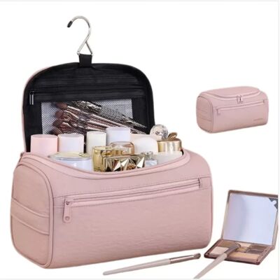 INF Trousse de Toilette Multifonction Suspendue - Organisateur de Maquillage de Voyage Portable en Polyester, Grande Capacité, Rose - Publicité INF Trousse de Toilette Multifonction Suspendue - Organisateur de Maquillage de Voyage Portable en Polyester, Grande Capacité, Rose - Publicité