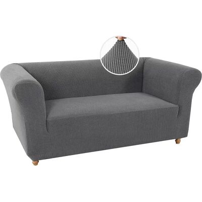 INF Housse de Canapé 2 Places en Polyester - Rétro Tufté, Antidérapant, Extensible Gris - Publicité INF Housse de Canapé 2 Places en Polyester - Rétro Tufté, Antidérapant, Extensible Gris - Publicité